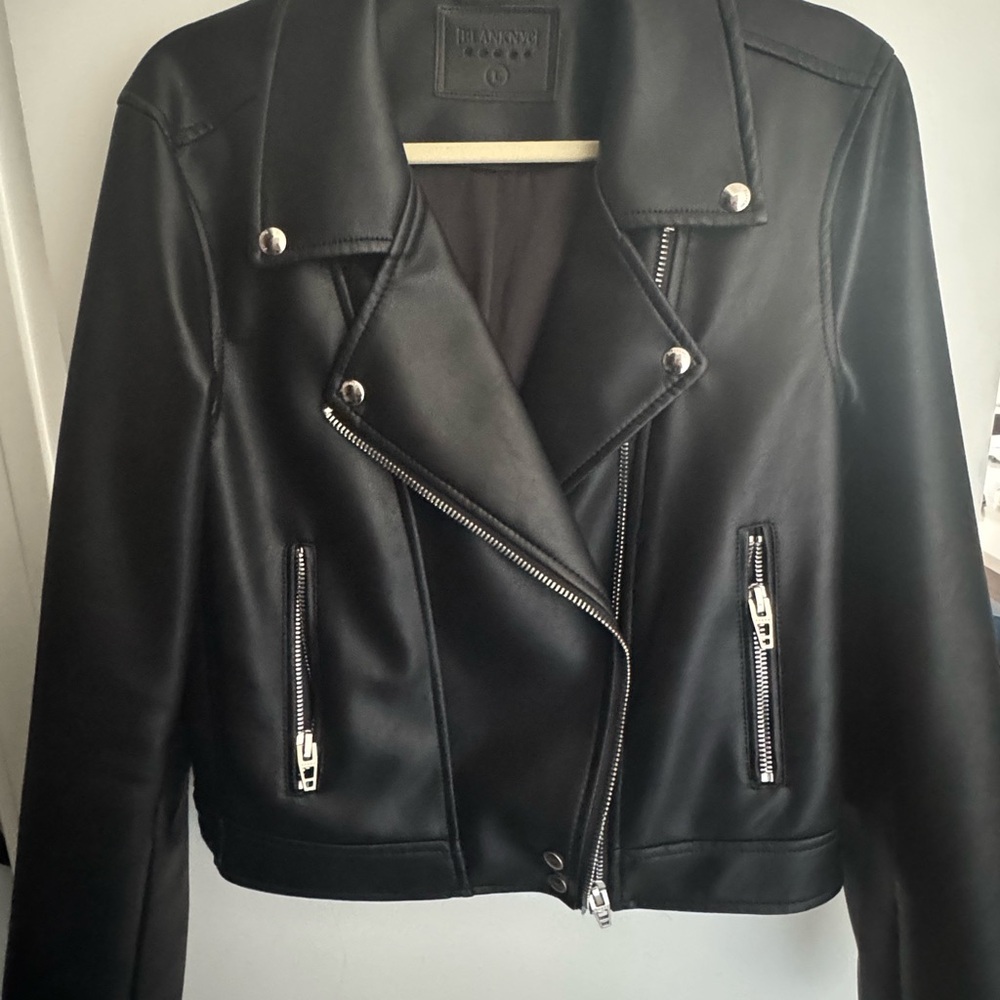 Blank NYC Black Faux Leather Jacket with Silver Accents